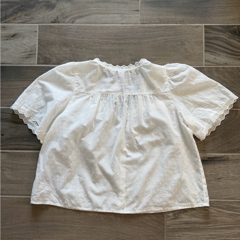 GAP White Ruffle Button-Front Blouse NWT size XS - Picture 8 of 9